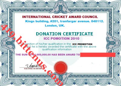 419CERTIFICATE FOR ICC PROMO FOR